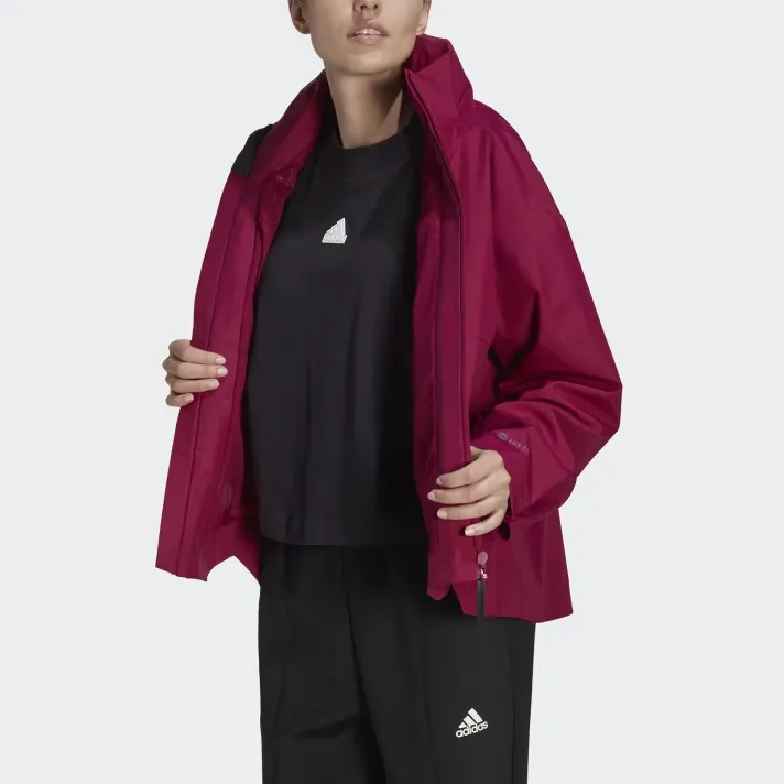 Adidas Adidas Terre TRAVEER RAIN.RDY JACKET Jackets Coats Women's Dark Purple Red-4
