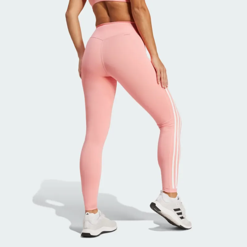 Adidas OPTIME 3 STRIPES FULL LENGTH LEGGINGS Athletic Trousers Women's Pink-4