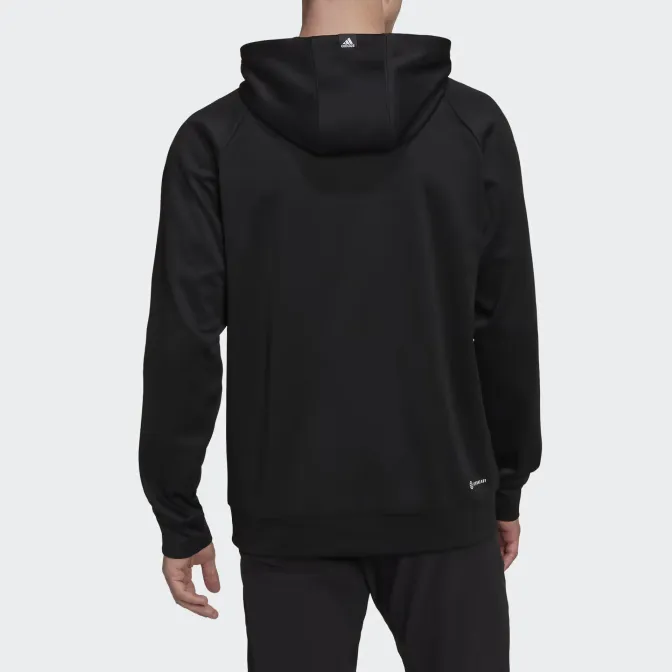 Adidas AEROREADY AEROREADY GAME AND GO CAMO LOGO HOODIE Sweatshirt Men's Black-2