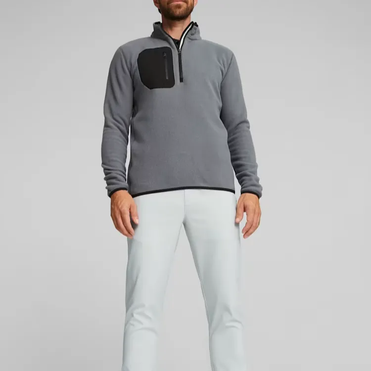 PUMA Men's Golf Quarter-zip Fleece Sweatshirt Men's Gray-4