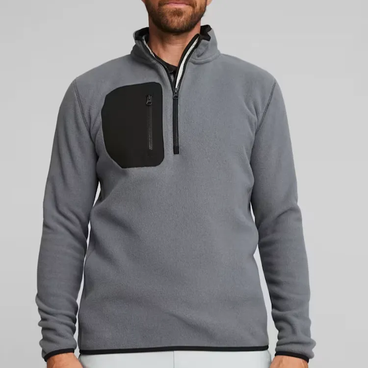 PUMA Men's Golf Quarter-zip Fleece Sweatshirt Men's Gray-3