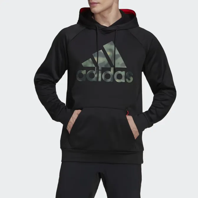 Adidas AEROREADY AEROREADY GAME AND GO CAMO LOGO HOODIE Sweatshirt Men's Black-1