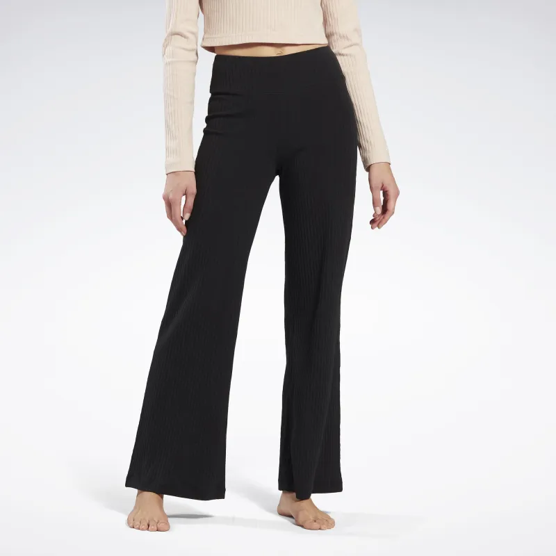Reebok Yoga Cotton Rib Pants Casual Pants Women's Black-1