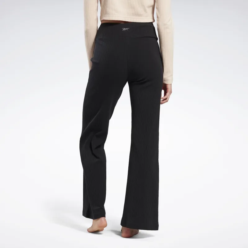 Reebok Yoga Cotton Rib Pants Casual Pants Women's Black-2