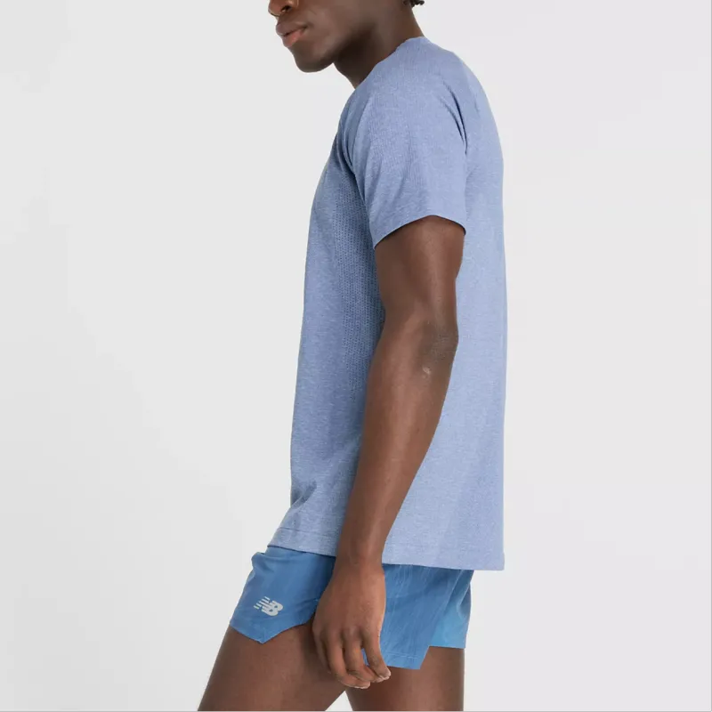 New Balance Q Speed T Shirt Men's Pale Egret Blue-4