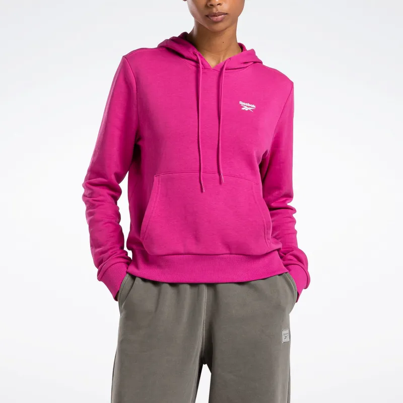 Reebok IdentitySmall Logo French Terry Hoodie Sweatshirt Women's Fuchsia-1