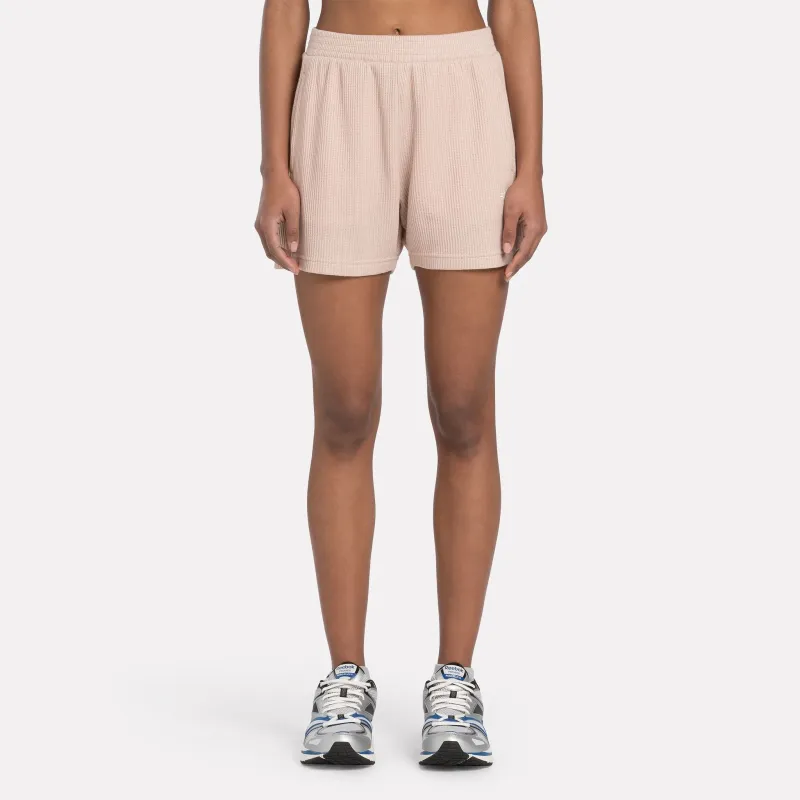 Reebok Classic Wardrobe Essentials Waffle Sports Shorts Women's Light Pink-1