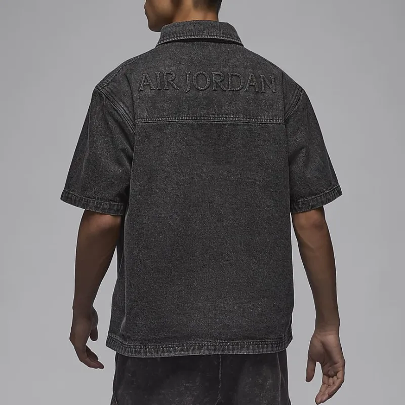 Jordan Men‘s Logo Collared Button-Up Denim Jacket Black-3