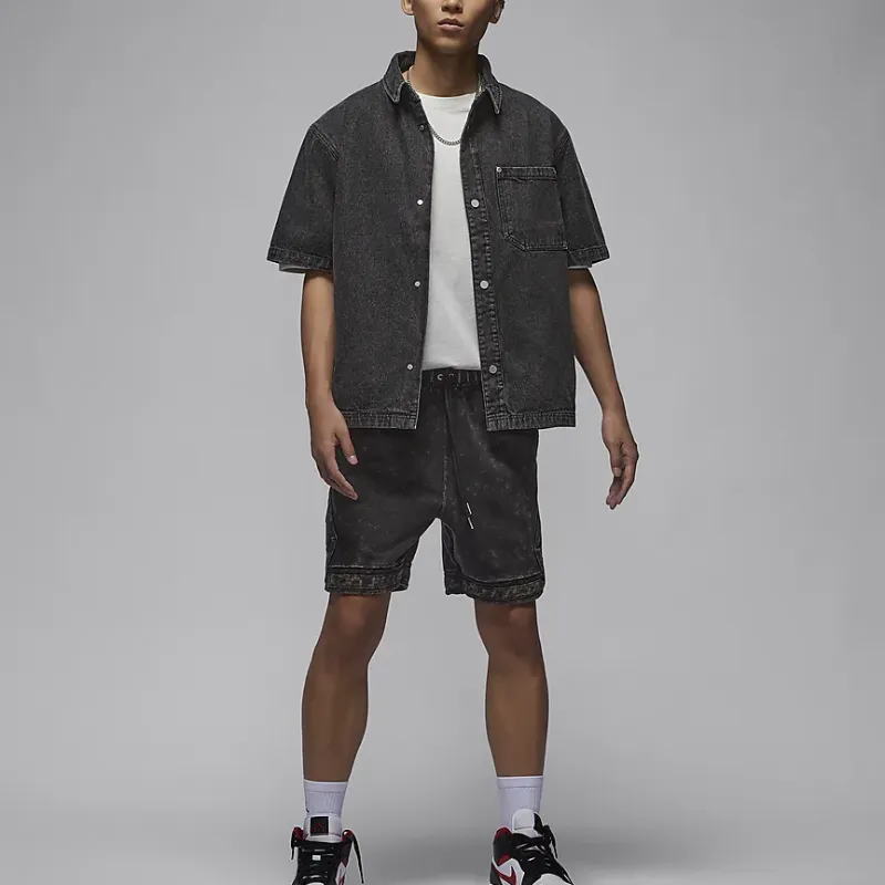 Jordan Men‘s Logo Collared Button-Up Denim Jacket Black-2