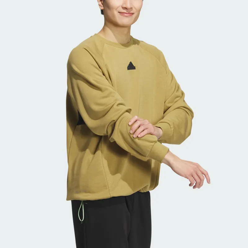Adidas TECH RAIN CREW SWEATSHIRT Sweatshirt Men's Khaki Brown-2