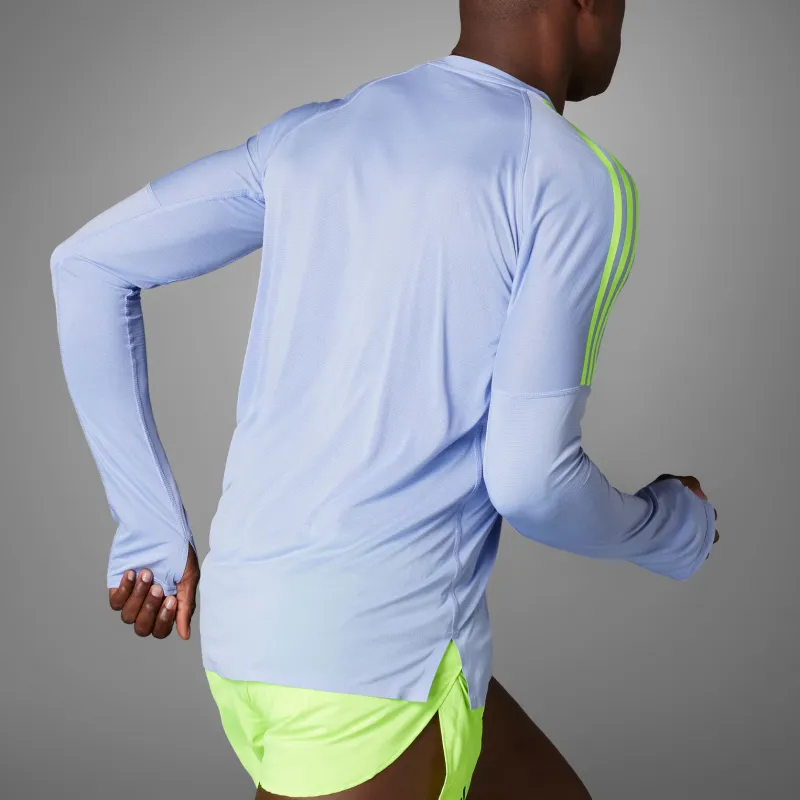 Adidas Adizero RUNNING LONG SLEEVE TOP T Shirt Men's Light Blue-7