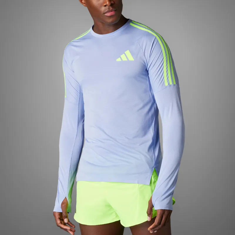 Adidas Adizero RUNNING LONG SLEEVE TOP T Shirt Men's Light Blue-4