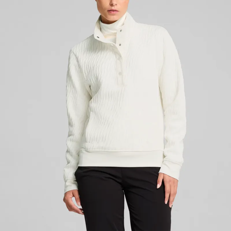 PUMA x Golf Jacquie Snap Pullover Knitwear Women's Warm White-4