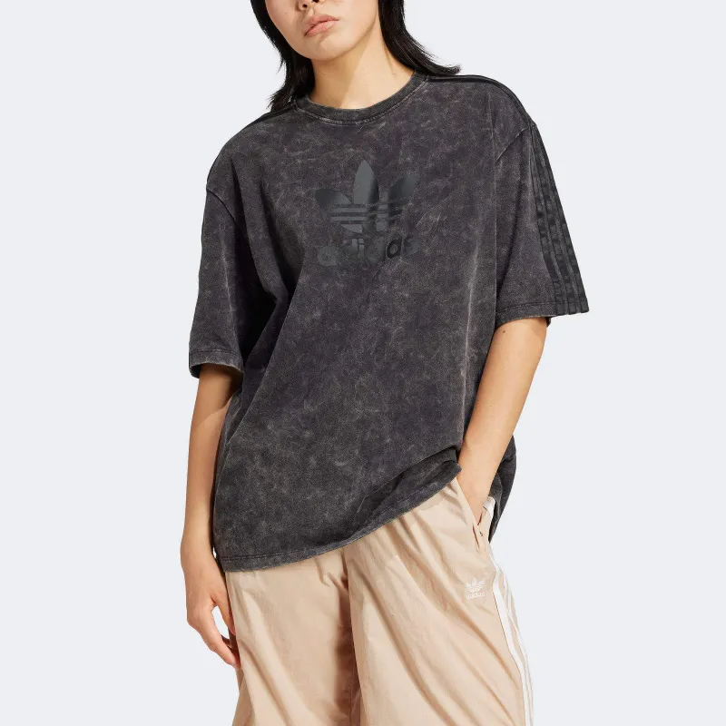 Adidas Women's Washed Out Boyfriend Fit T Shirt Black-1