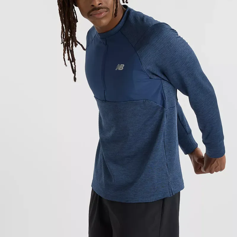 New Balance Heat Grid Crew T Shirt Men's Marine Blue-2