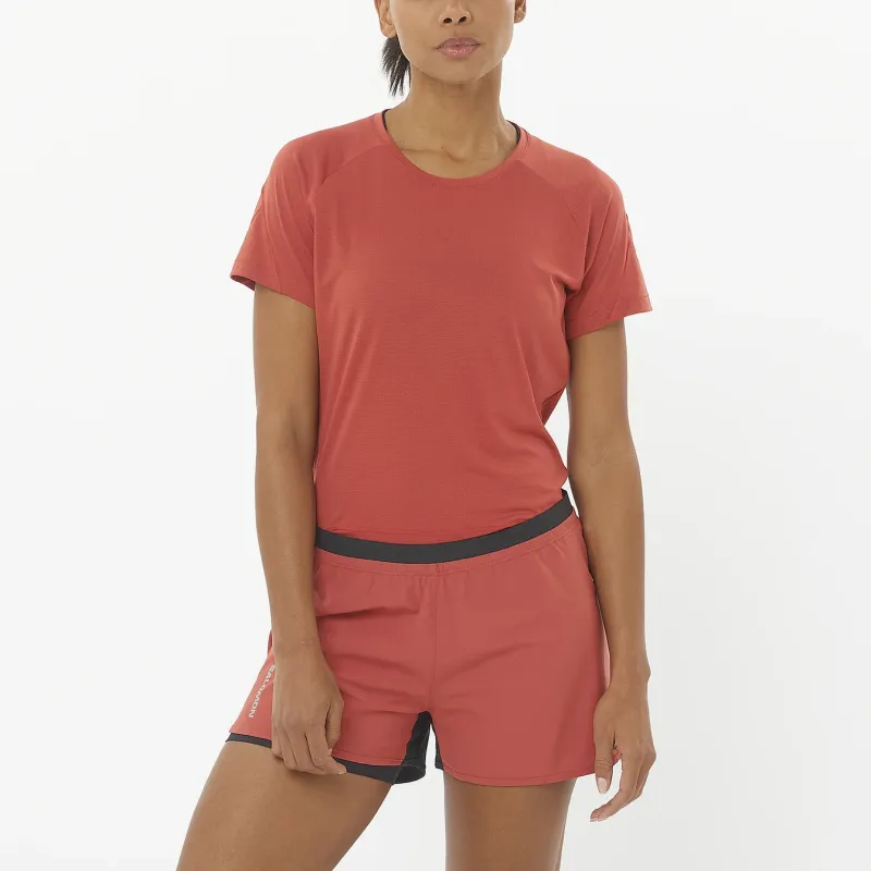 SALOMON CROSS RUN Raglan Sleeve T-Shirt Women's Tangdu Aromatic Spices-2
