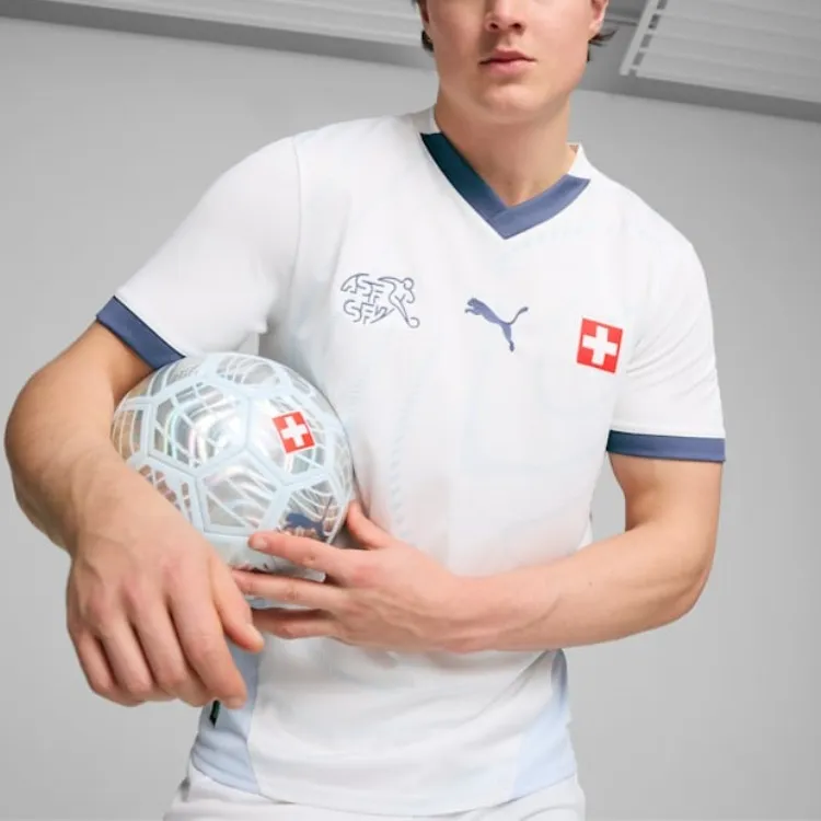 PUMA Switzerland Soccer Jerseys Men's White - Ice Blue-4