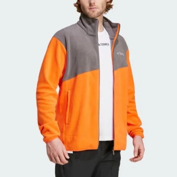 Adidas Terrex Multi Full-Zip Fleece Jacket Stand Collar Jackets Men's Half Impact Orange-3
