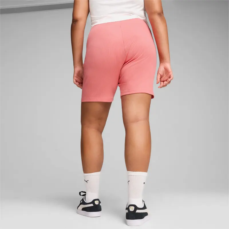 PUMA CLASSICS Women's Ribbed Short Tights Casual Shorts Women's Pink-3
