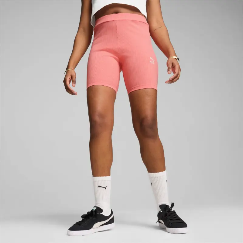 PUMA CLASSICS Women's Ribbed Short Tights Casual Shorts Women's Pink-2