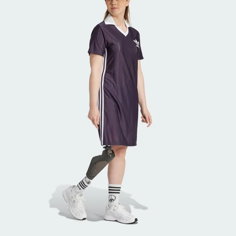 Adidas Originals ADICOLOR PINSTRIPE DRESS Short Sleeved Dress Women's Purple-2