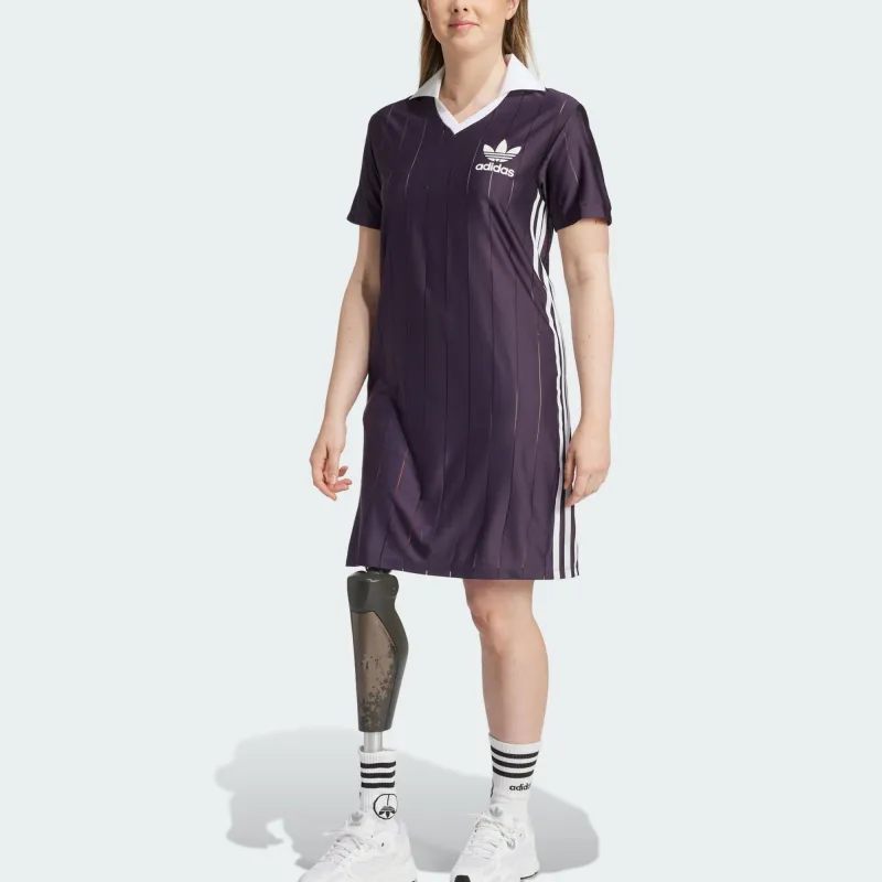 Adidas Originals ADICOLOR PINSTRIPE DRESS Short Sleeved Dress Women's Purple-1