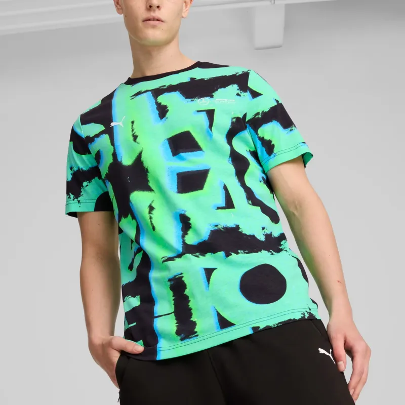 PUMA Mercedes AMG Petronas F1AOP MAPF1 T Shirt Men's Black Green-2