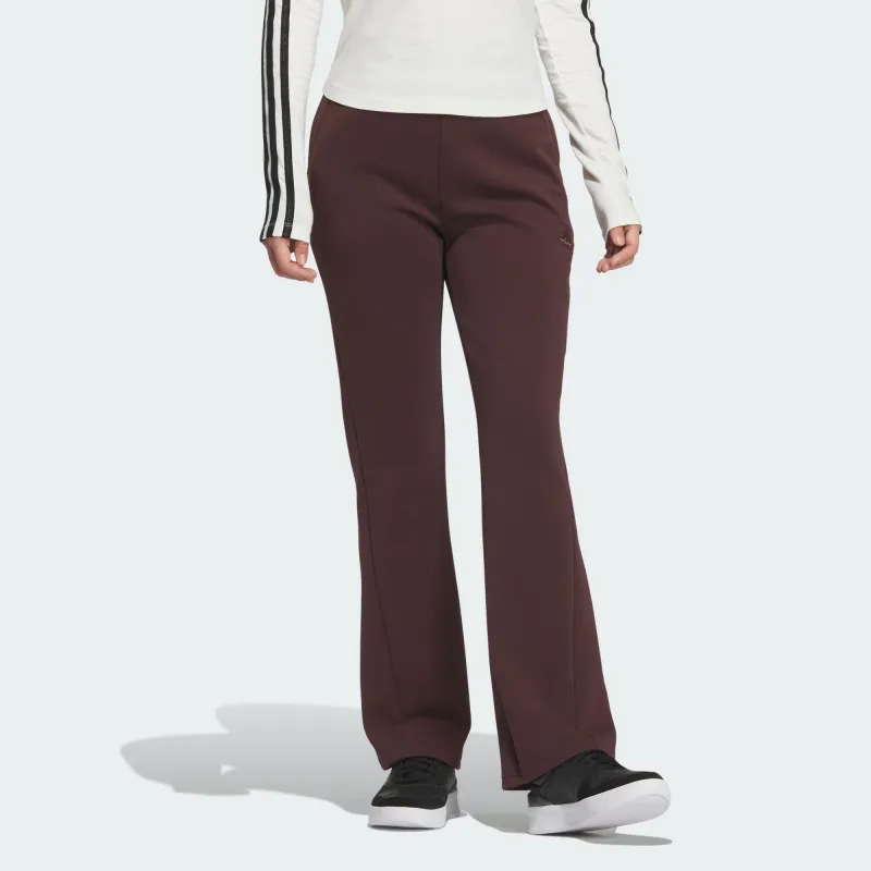 Adidas FW24 DOUBLEKNIT FLARE Knitted Sports Pants Women's Dark Gray Brown-1