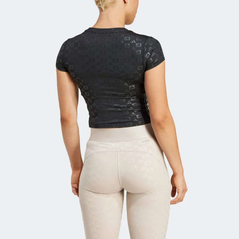 Adidas Women's Hyperglam Emboss T Shirt Black-2