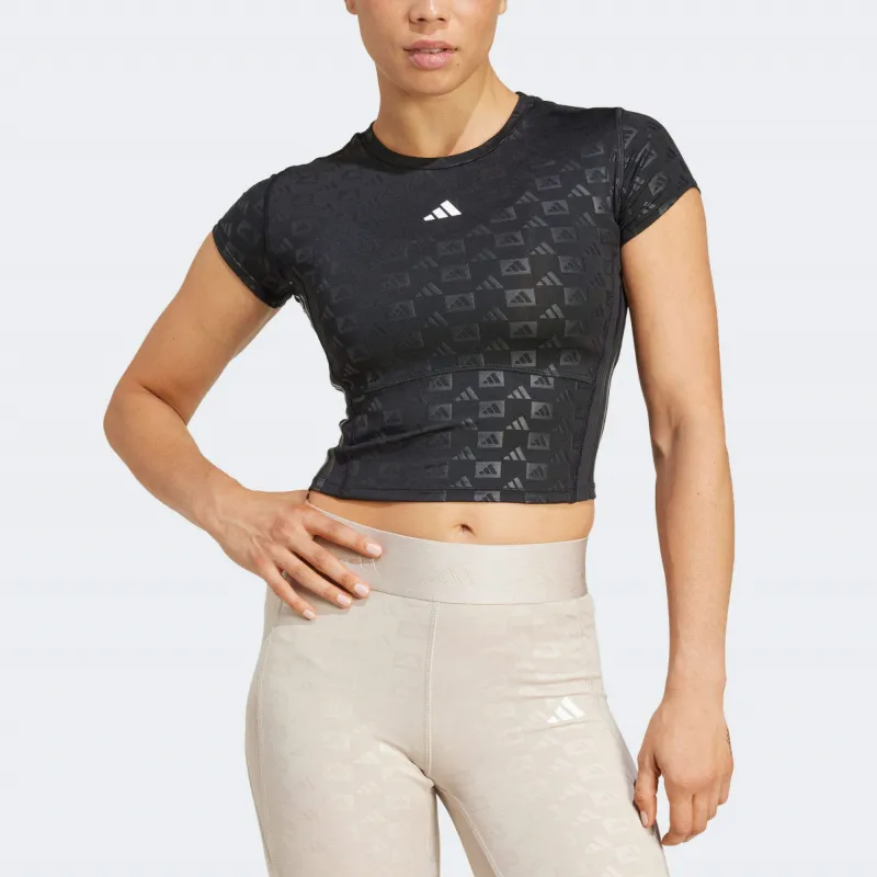 Adidas Women's Hyperglam Emboss T Shirt Black-1