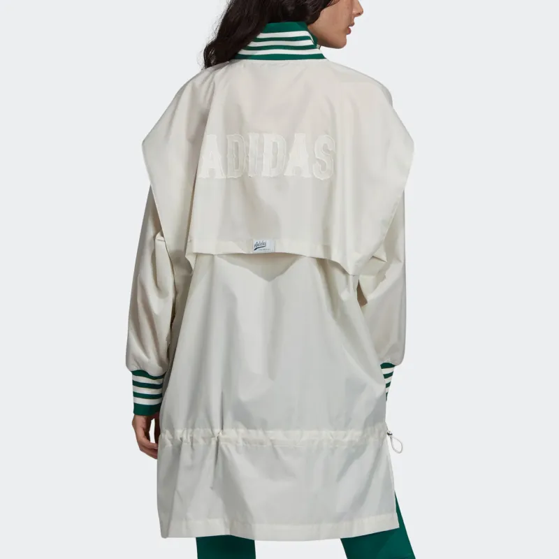 Adidas Originals WINDBREAKER Trench Coat Women's Gray White-3