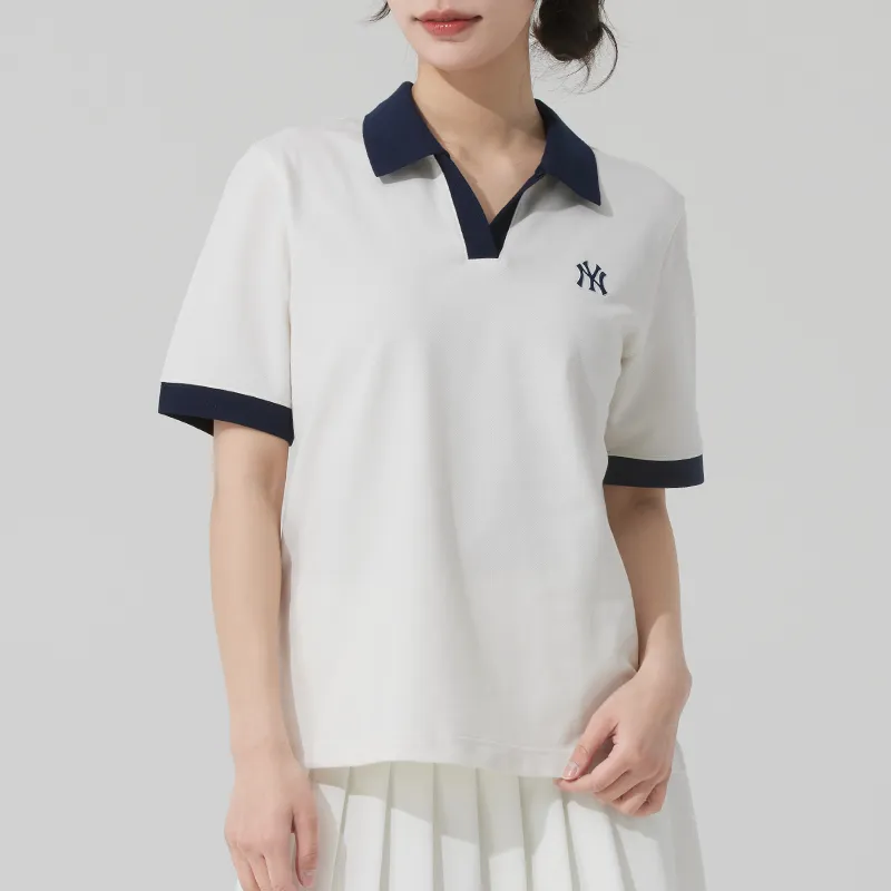 MLB New York Yankees SS25 Polo Shirt Women's Ivory-1