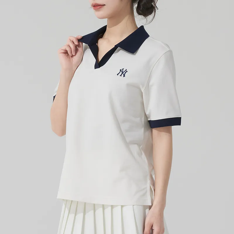 MLB New York Yankees SS25 Polo Shirt Women's Ivory-3
