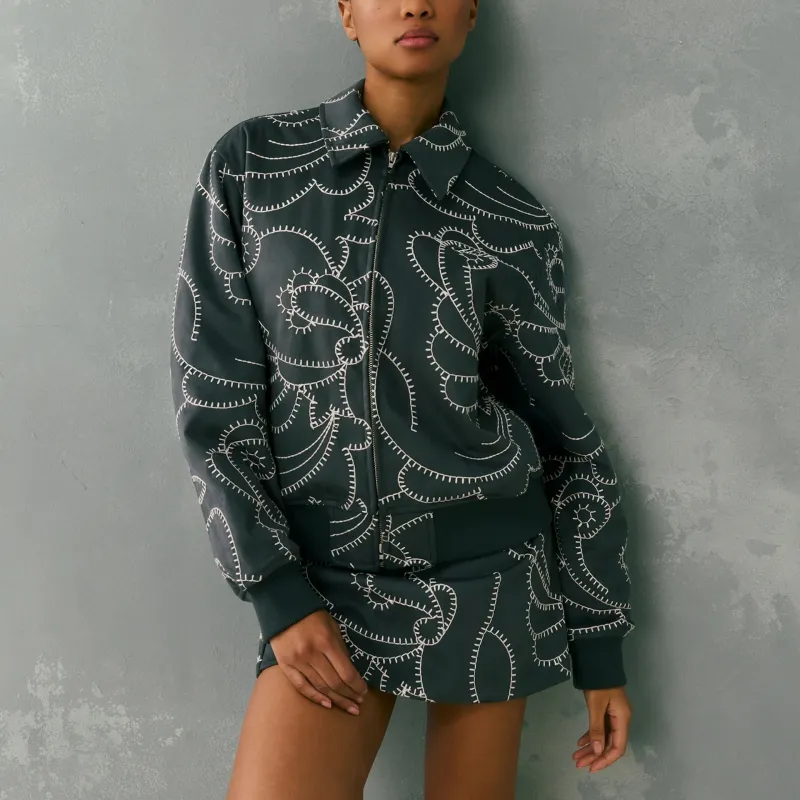 KITH Brisa II Blanket Stitch Bomber Jacket Women's Asteroid-2