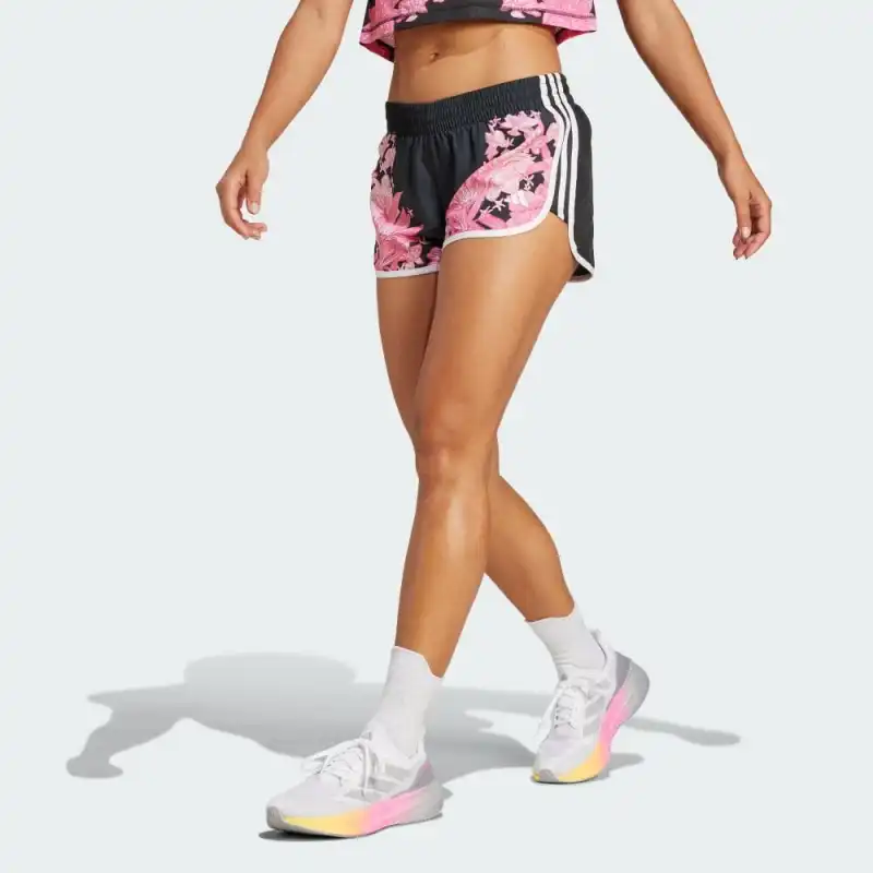 Adidas AEROREADY RUN BASE Sports Shorts Women's Black/Transparent Pink/Pulse Red/Sand Pink-1