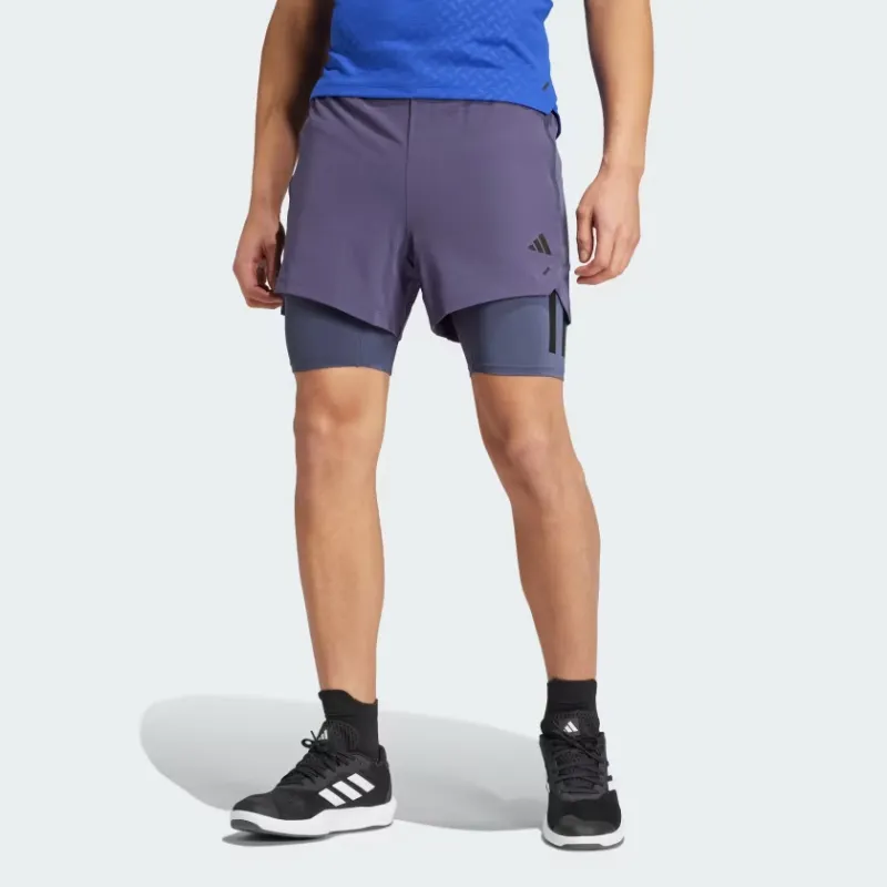 Adidas Free Shipping With AdiClub Power Workout Two-in-One Shorts-2