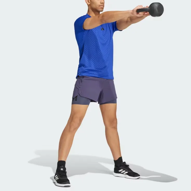 Adidas Free Shipping With AdiClub Power Workout Two-in-One Shorts-1