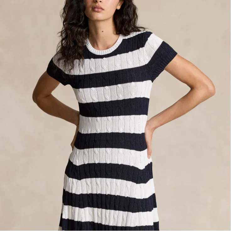 Polo Ralph Lauren Cable knit Striped Midi Dress-4