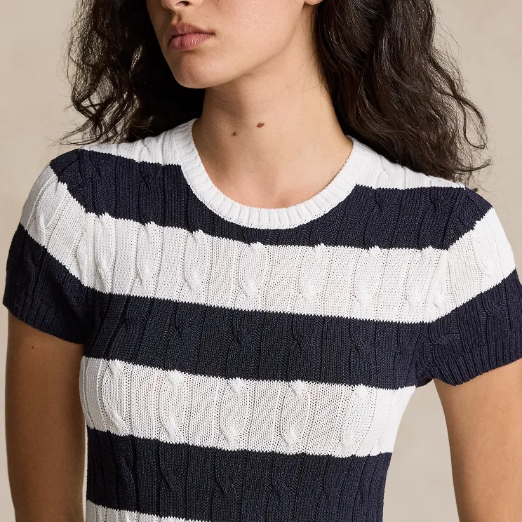 Polo Ralph Lauren Cable knit Striped Midi Dress-3