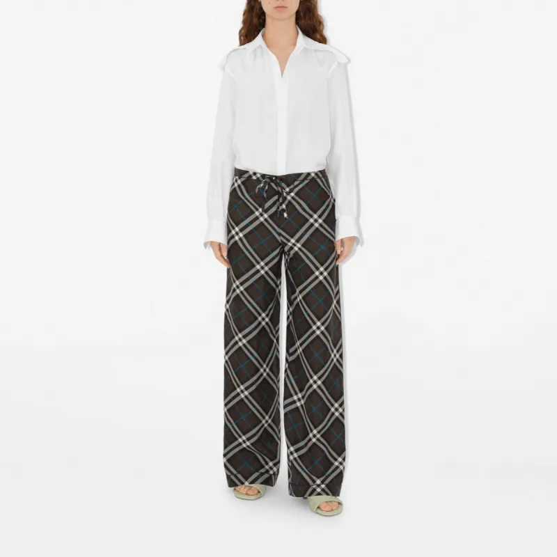 Burberry Check Pattern Straight Leg Trousers-1