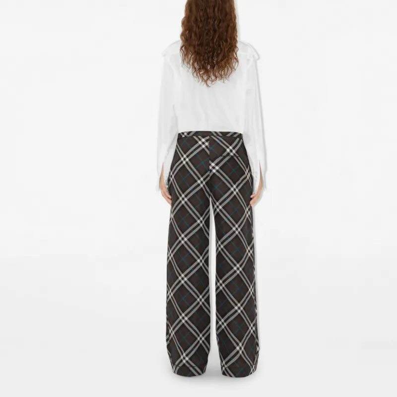 Burberry Check Pattern Straight Leg Trousers-2