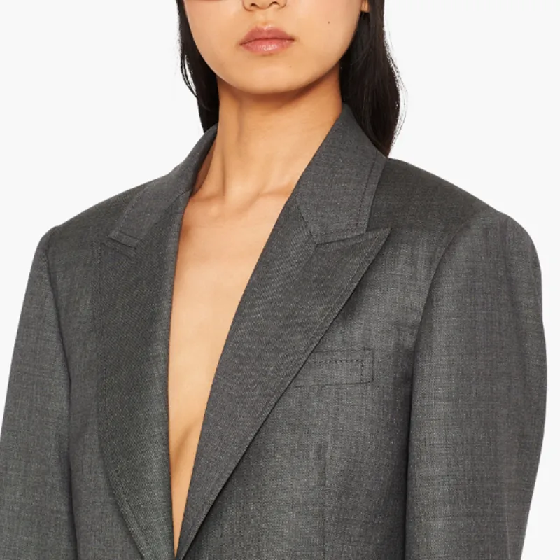 MIU MIU Grisaille Cropped Single breasted Blazer-4