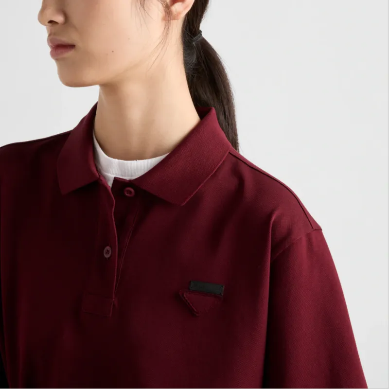 PRADA SS24 Short Sleeved Dresses Women's Garnet Red-3