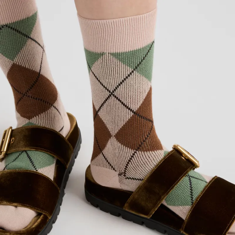 PRADA SS24 Knee-High Socks Women's 1 Pack Beige-2