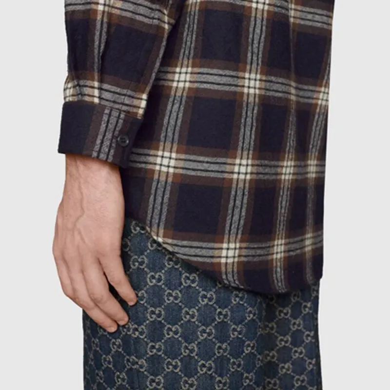 GUCCI Shirts Men Navy Blue-5