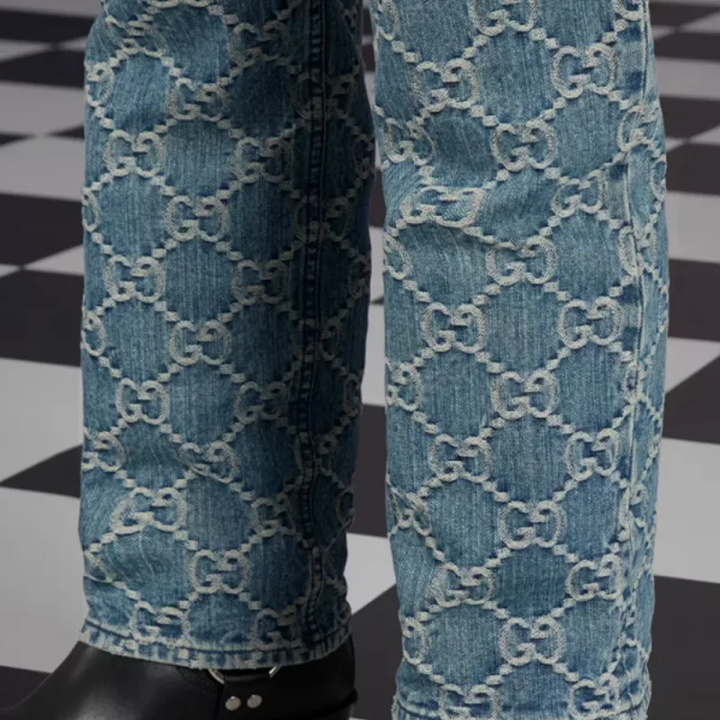 GUCCI GG jacquard Mid rise Straight leg Jeans-4