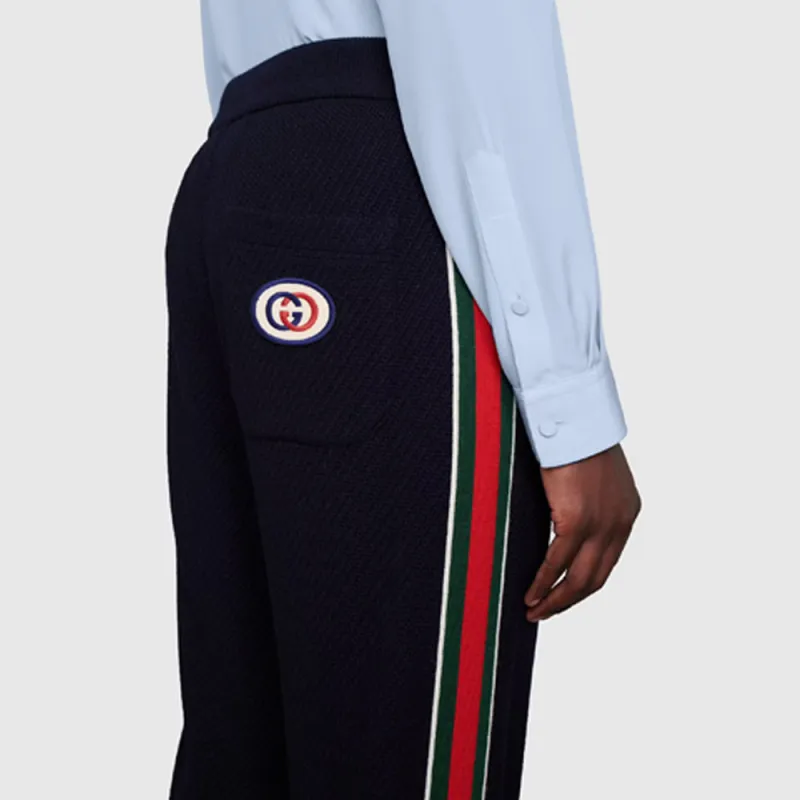 GUCCI Knitted Sports Pants Men's Blue-5