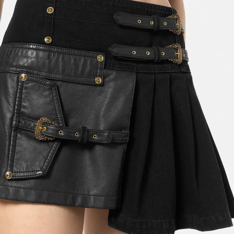 VERSACE JEANS COUTURE Decorative buckle Details Mini Skirt-3