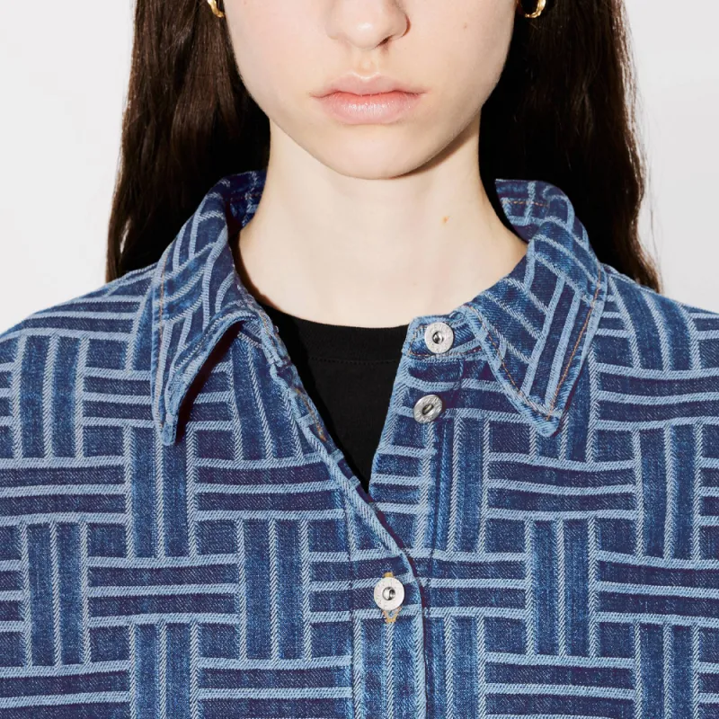 KENZO Weave Denim Loose Shirt-5