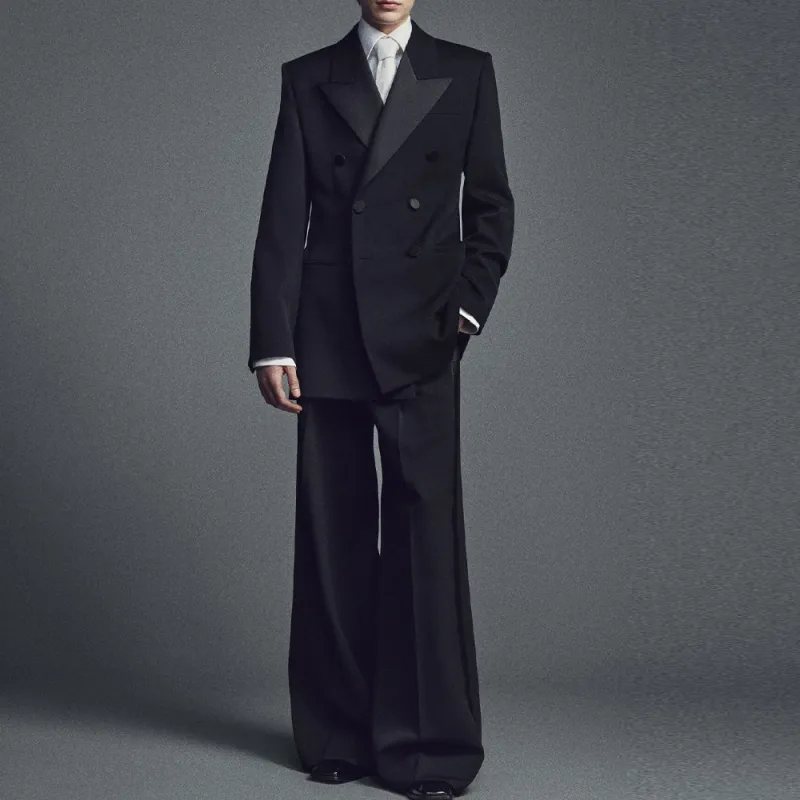 SAINT LAURENT Wide-leg Grain De Poudre Trousers-2